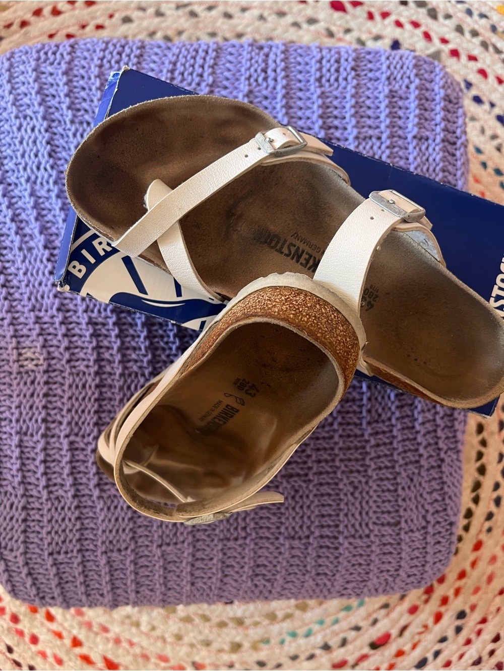Birkenstock White Strappy Women’s Sandals with Brown Cork Footbed - Picture 5 of 5